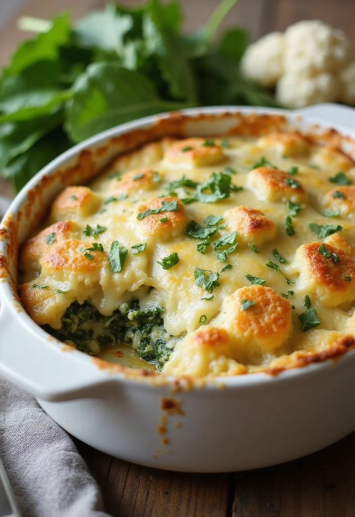 10 Keto Cauliflower Casserole Recipes Cozy and Creamy - 2. Creamy Cauliflower and Spinach Casserole