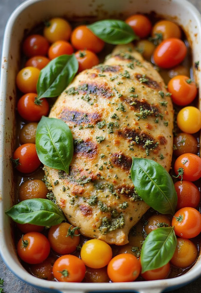 10 Keto Chicken Bake Recipes for Simple Dinners 34 10 Keto Chicken Bake Recipes for Simple Dinners - 4. Pesto Chicken Bake with Cherry Tomatoes