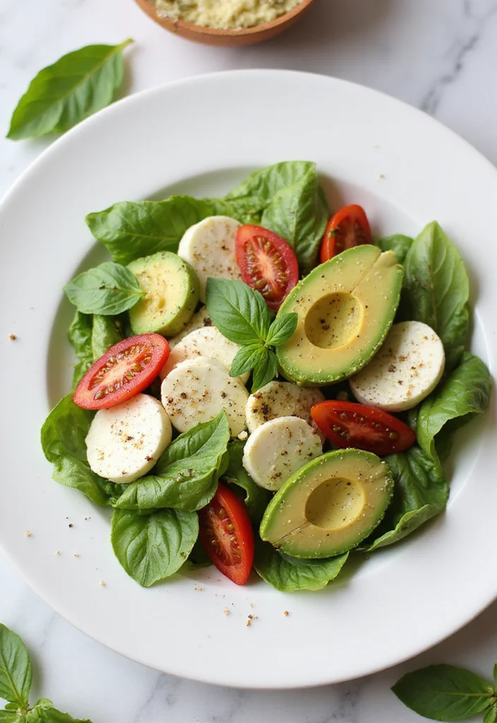 10 Keto Green Recipes for Clean Eating - 10. Avocado Caprese Salad
