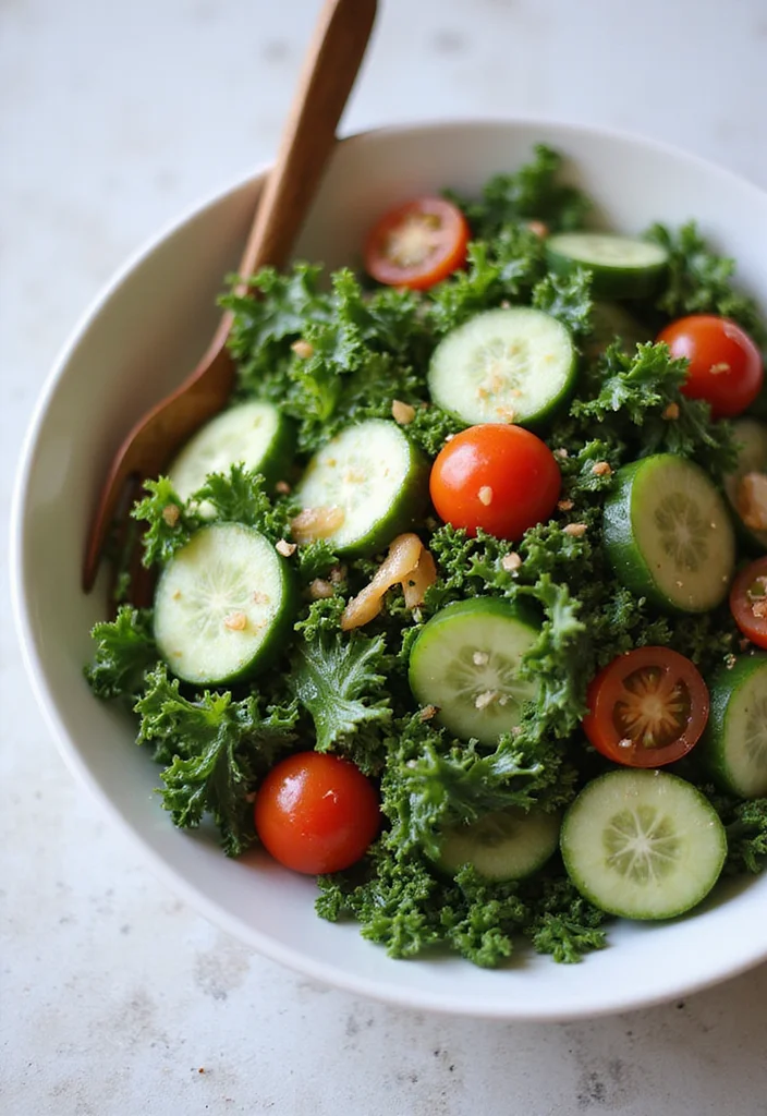 10 Keto Green Recipes for Clean Eating - 2. Kale and Cucumber Salad