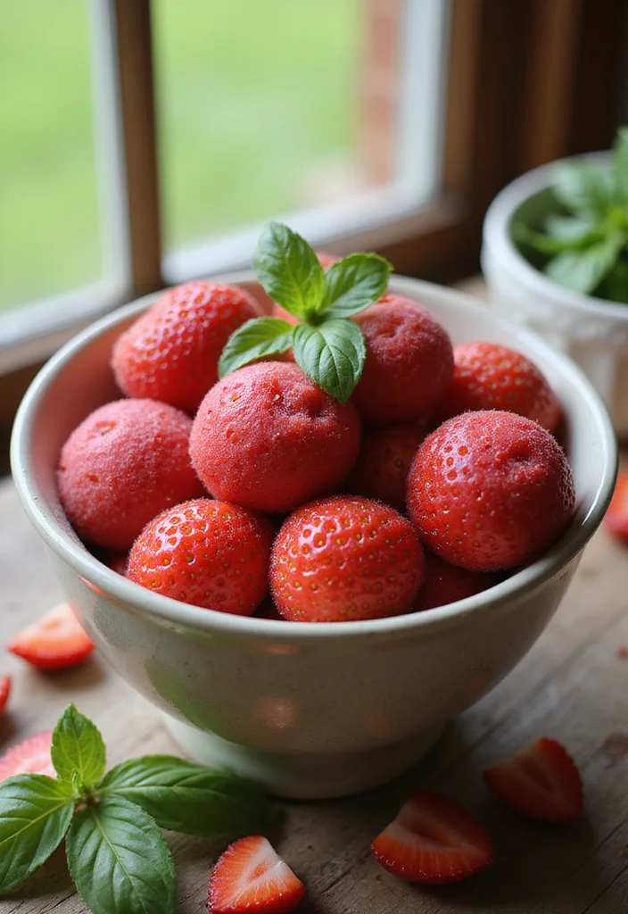 10 Vegan Ninja Creami Recipes Light and Simple - 2. Strawberry Basil Sorbet