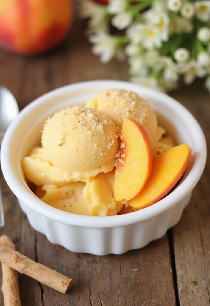 10 Vegan Ninja Creami Recipes Light and Simple - 5. Peach Ginger Sorbet