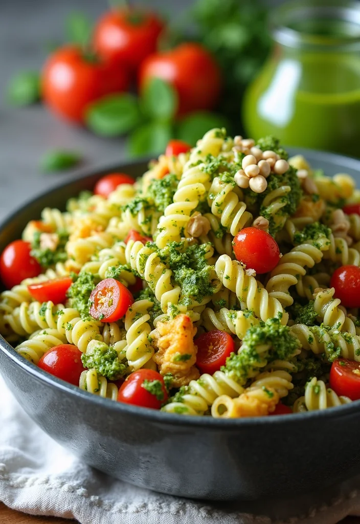 10 Vegan Pasta Salad Recipes Fresh and Easy - 2. Pesto Veggie Pasta Salad