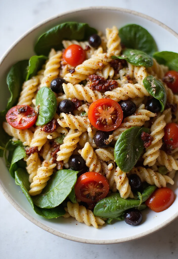 10 Vegan Pasta Salad Recipes Fresh and Easy - 3. Italian Tomato and Spinach Pasta Salad