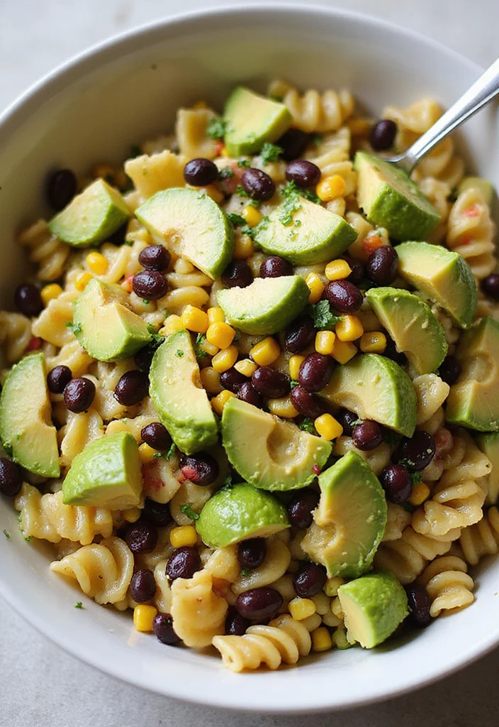 10 Vegan Pasta Salad Recipes Fresh and Easy - 4. Avocado and Black Bean Pasta Salad