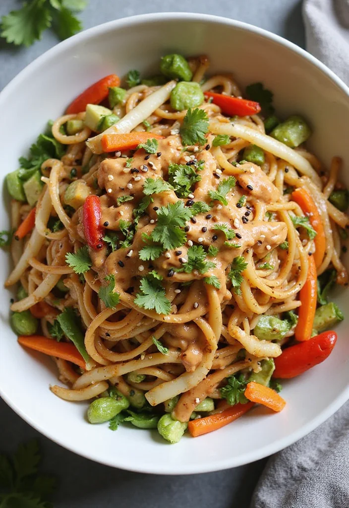 10 Vegan Pasta Salad Recipes Fresh and Easy - 5. Thai Peanut Noodle Salad