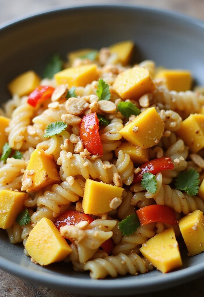 10 Vegan Pasta Salad Recipes Fresh and Easy - 7. Thai Mango Salad Pasta
