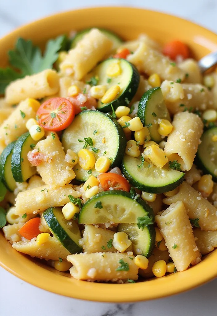 10 Vegan Pasta Salad Recipes Fresh and Easy - 9. Summer Corn and Zucchini Pasta Salad