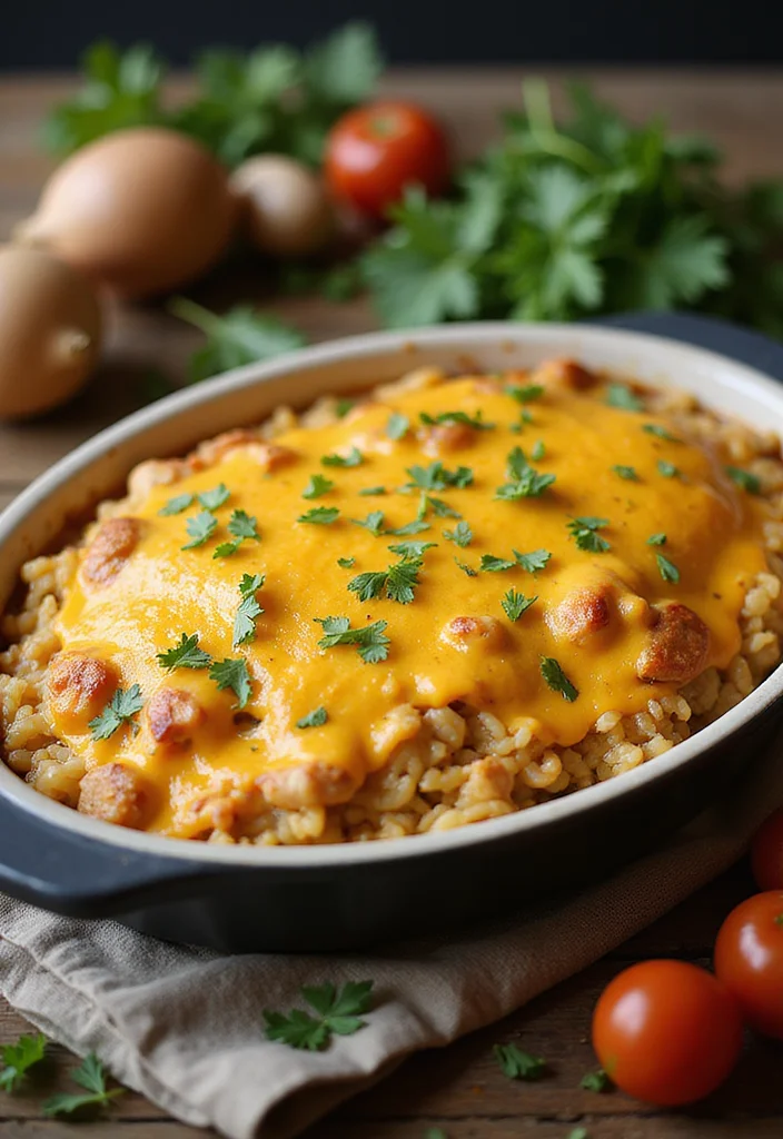 12 Dump and Bake Dinner Recipes Minimal Effort - 1. Cheesy Chicken and Rice Casserole