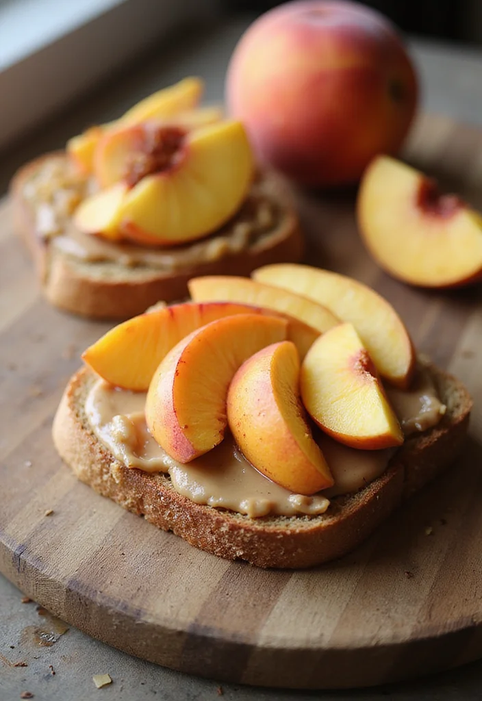 12 Healthy Peach Recipes Fresh and Simple - 11. Peach and Almond Butter Toast
