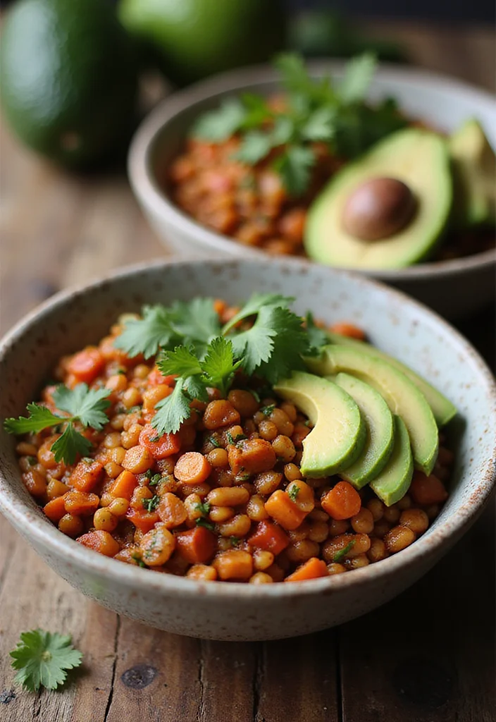 12 Vegan Buddha Bowl Recipes Balanced and Bright - 9. Spicy Lentil Bowl with Avocado