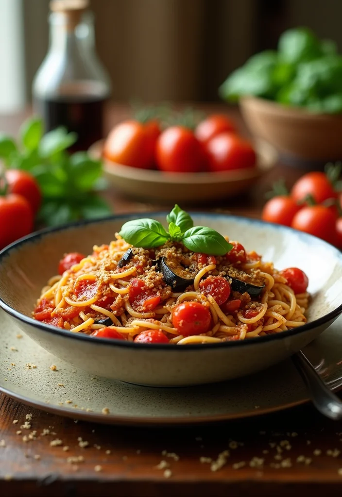 12 Vegan Eggplant Recipes for Flavorful Meals 111 12 Vegan Eggplant Recipes for Flavorful Meals - 11. Eggplant and Tomato Pasta