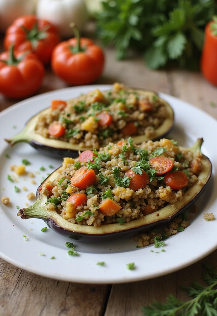 12 Vegan Eggplant Recipes for Flavorful Meals 12 12 Vegan Eggplant Recipes for Flavorful Meals - 2. Stuffed Eggplant with Quinoa